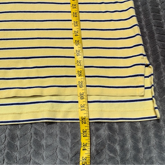 Ralph Lauren Shirt Mens Large Yellow Blue Short Sleeve Polo Striped Vintage - Picture 10 of 10